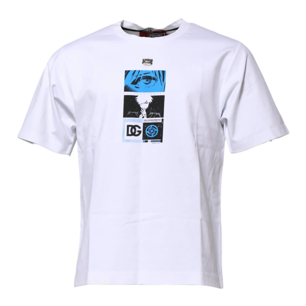 Dolce & Gabbana Men's White Graphic Print Crew Neck T-Shirt