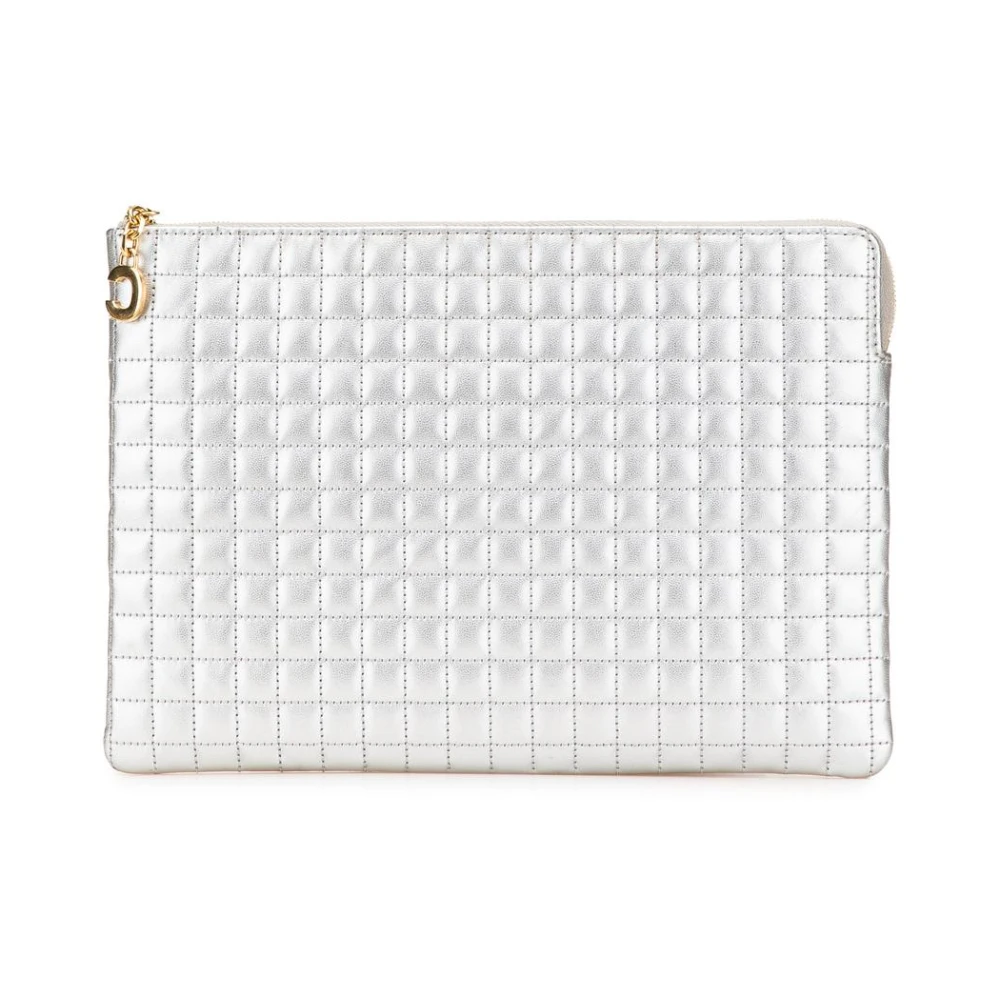 Celine Vintage Women's Gray Pre-Owned Quilted Leather Clutch Bag