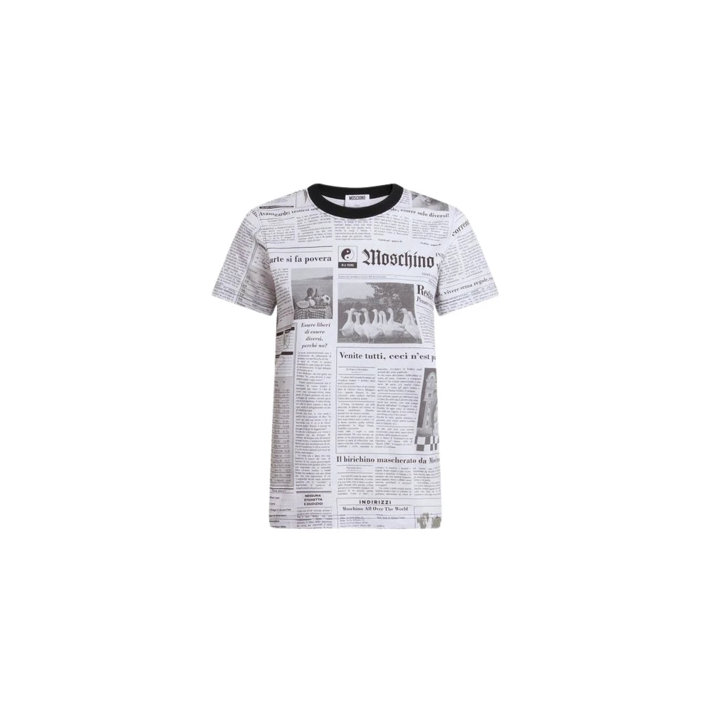 Moschino Unisex Gris Tops, Taille: L T-Shirt En Jersey De Coton Imprimé