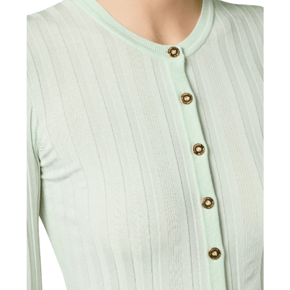 Elisabetta Franchi Gouden knoop katoenen vest Green Dames