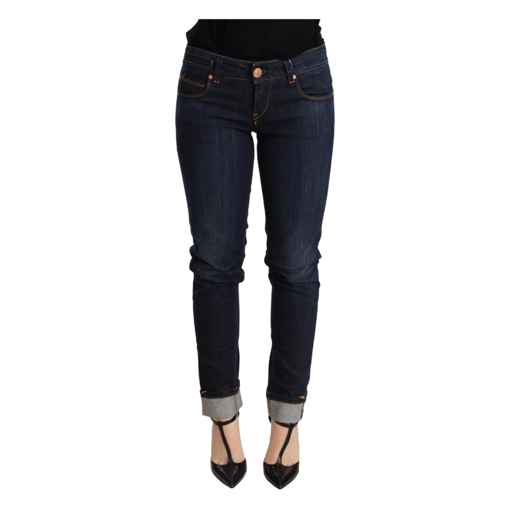 Acht Donna Blu Pantaloni Di Jeans Skinny A Vita Bassa