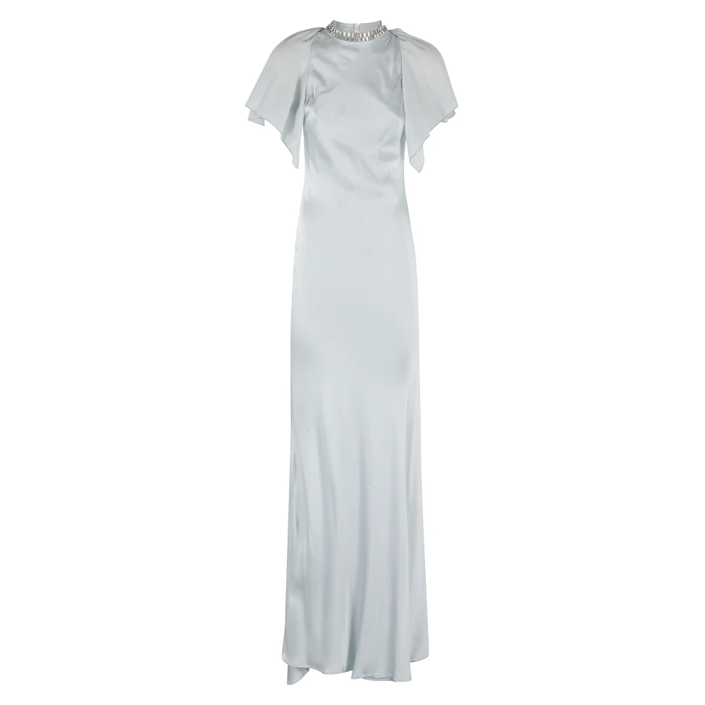 Amen Satin Jurk voor Stijlvolle Gelegenheden Blue Dames