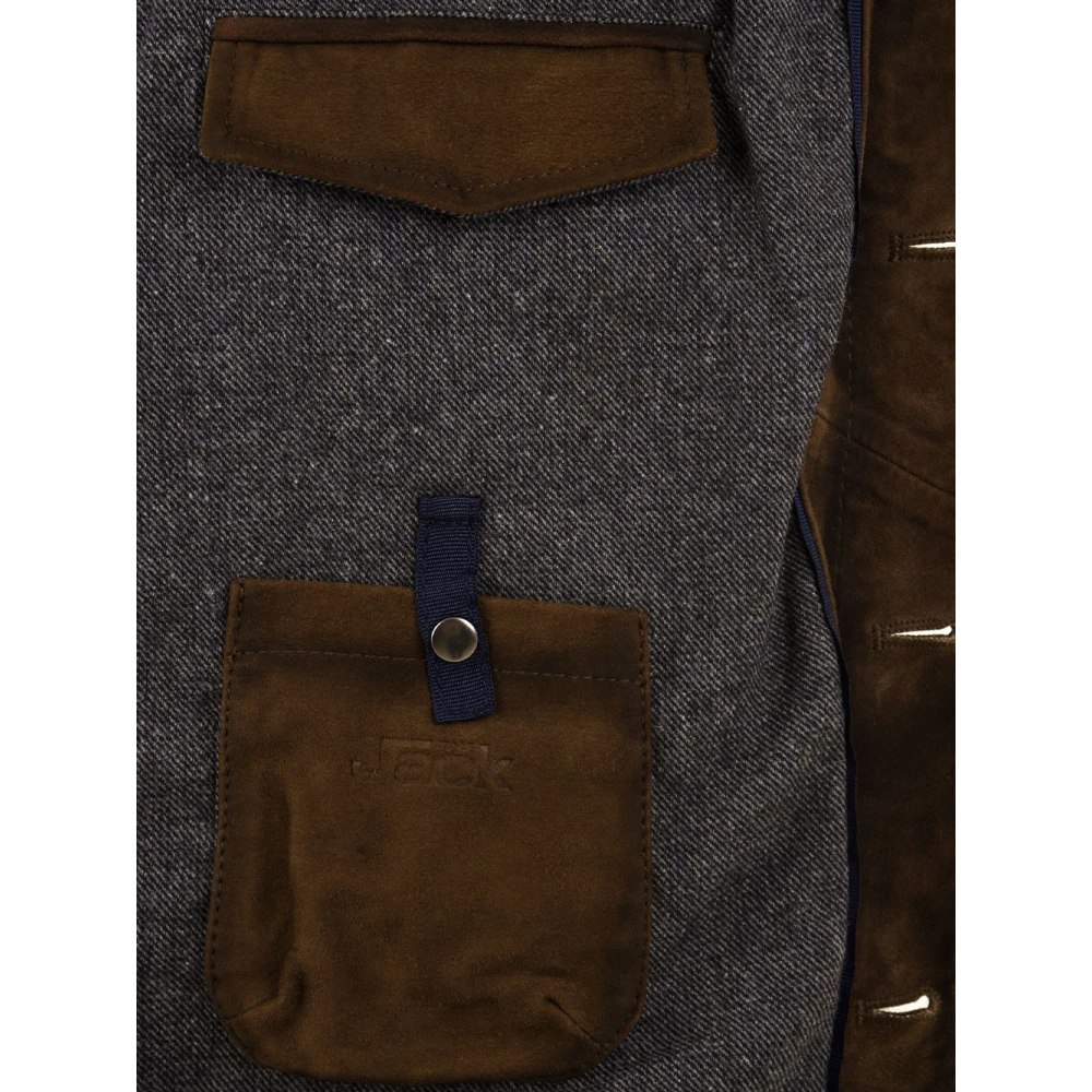 The Jack Leathers Bruine Gebreide Leren Jas Samu Model Brown Heren