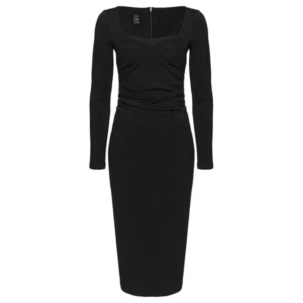 Pinko Neopreen Lange Jurk met Slim Fit Black Dames