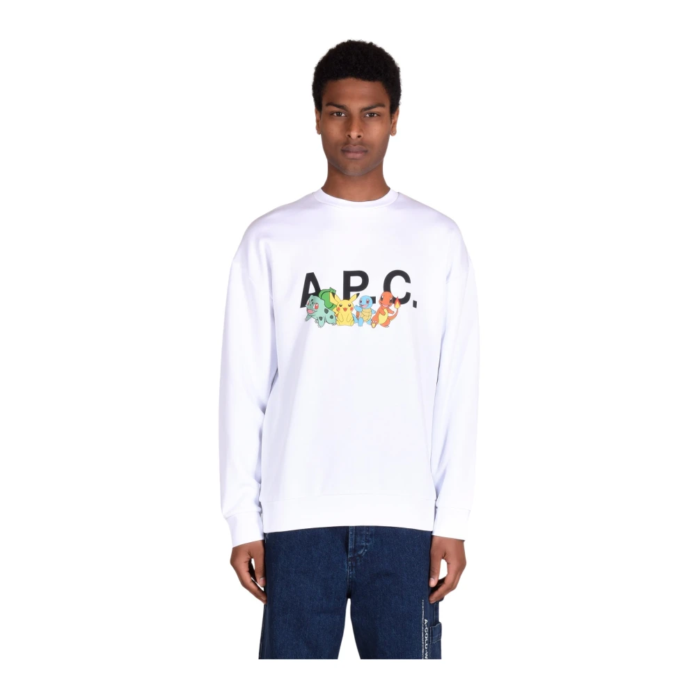 A.p.c. Witte Katoenen Pokémon Crew Sweatshirt White Heren