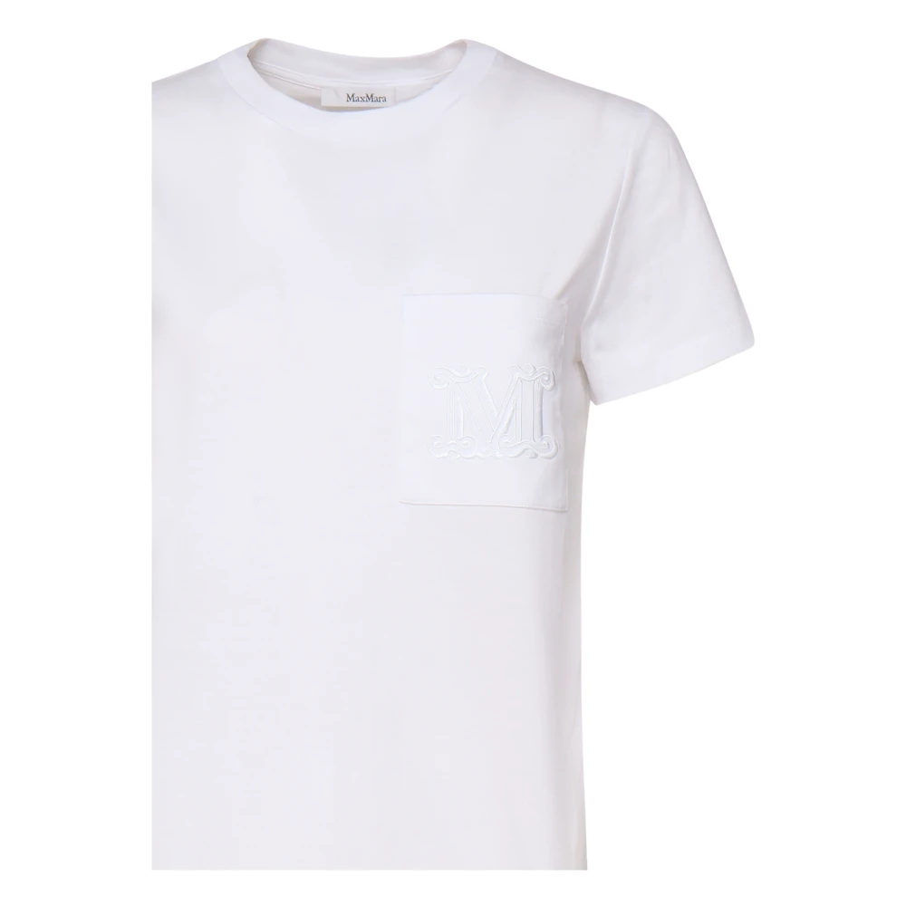 Max Mara Off-White Katoenen T-shirt Ronde Kraag Beige Dames