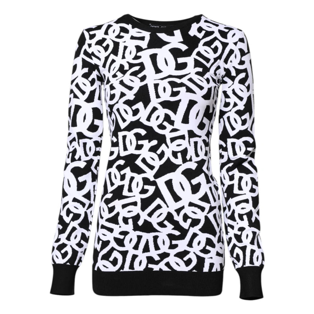 Dolce & Gabbana Women's Black Round-Neck Knitwear, Xs, Pullover Round Neck Jumper