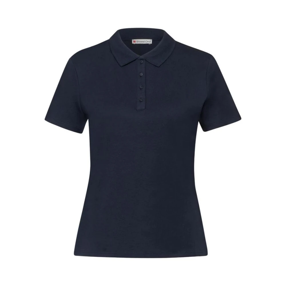Street One Blauw Katoenen Polo Shirt Vrouwen Blue Dames