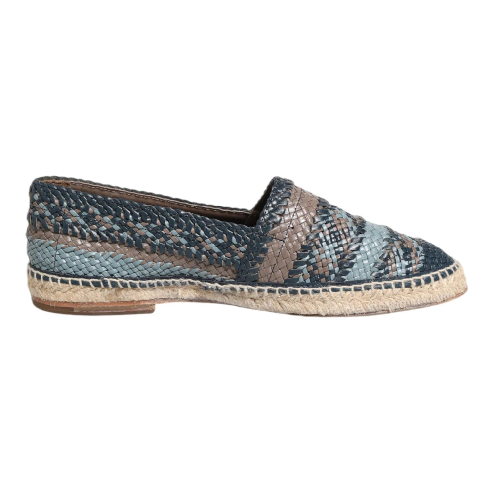 Dolce & Gabbana Men's Blue Espadrilles, 8 Uk, Gray Woven Leather Espadrille Shoes