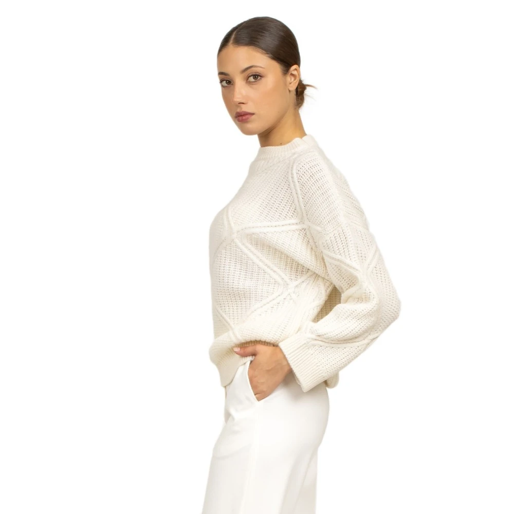Liviana Conti Geometrische Wollen Trui Pumice Kleur Beige Dames