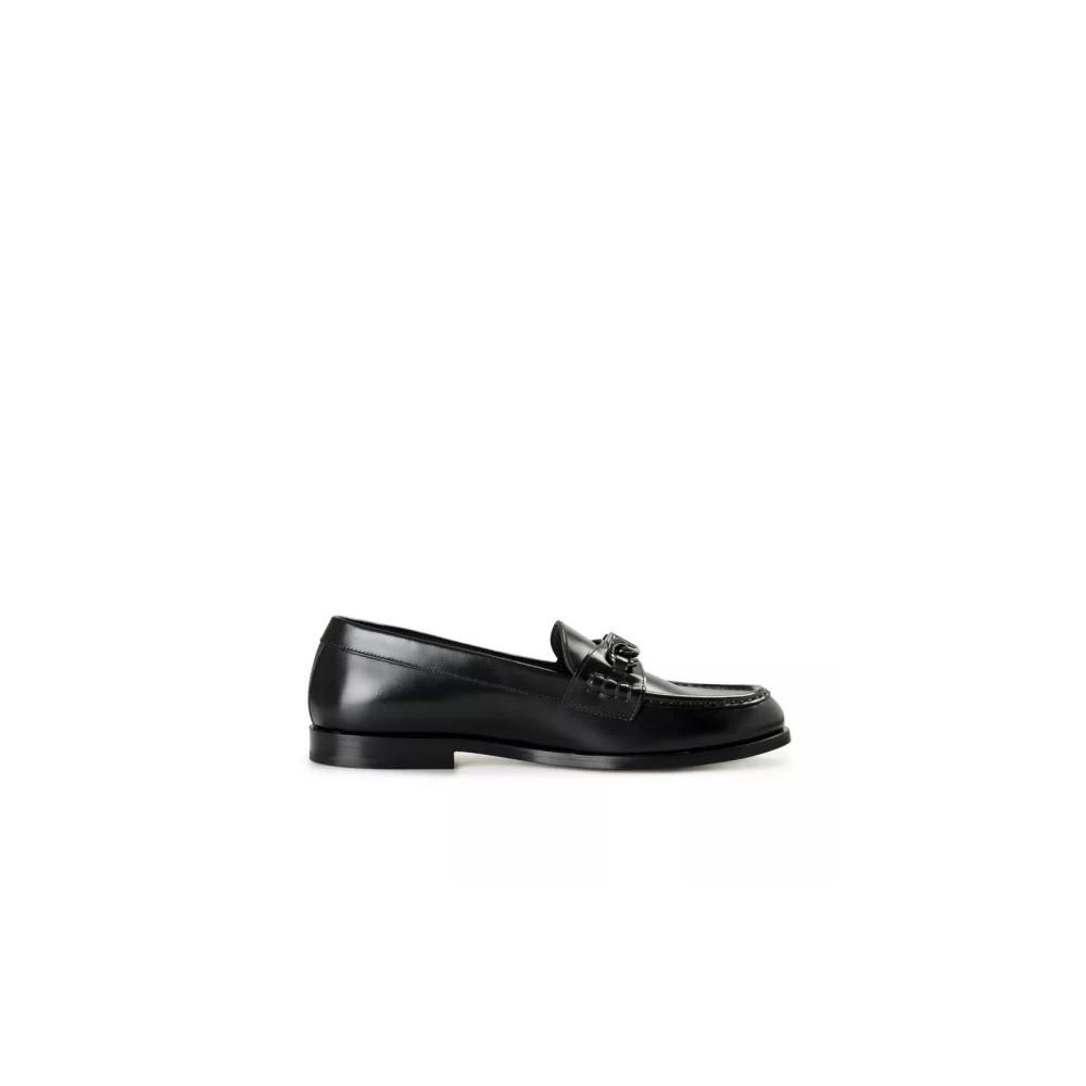 Valentino Garavani Men's Black Luxury Leather Loafers With Signature V Logo