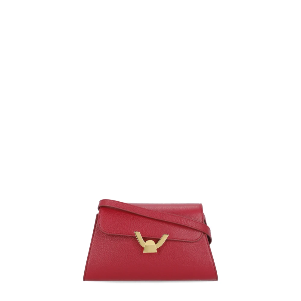 Coccinelle Rode leren schoudertas met flap Red Dames