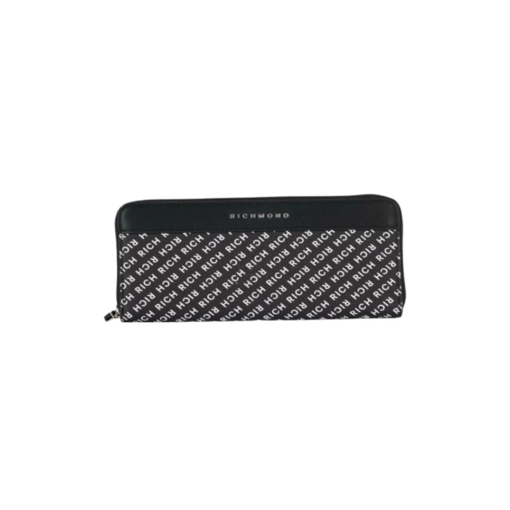 John Richmond Zwart-witte portemonnee met metalen logo Black