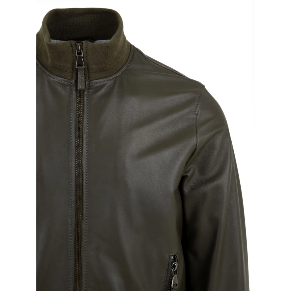 The Jack Leathers Derek Rib Tank Groene Leren Jassen Green Heren