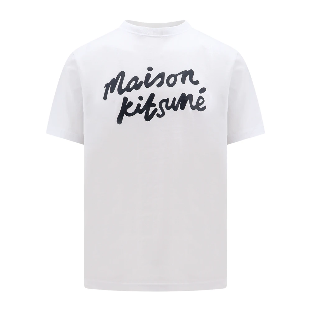 Maison Kitsuné Katoenen T-Shirt met Logo Print White Heren