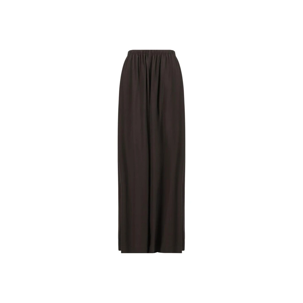 Quira Wijde Pijpen Elastische Taille Broek Zakken Brown Dames