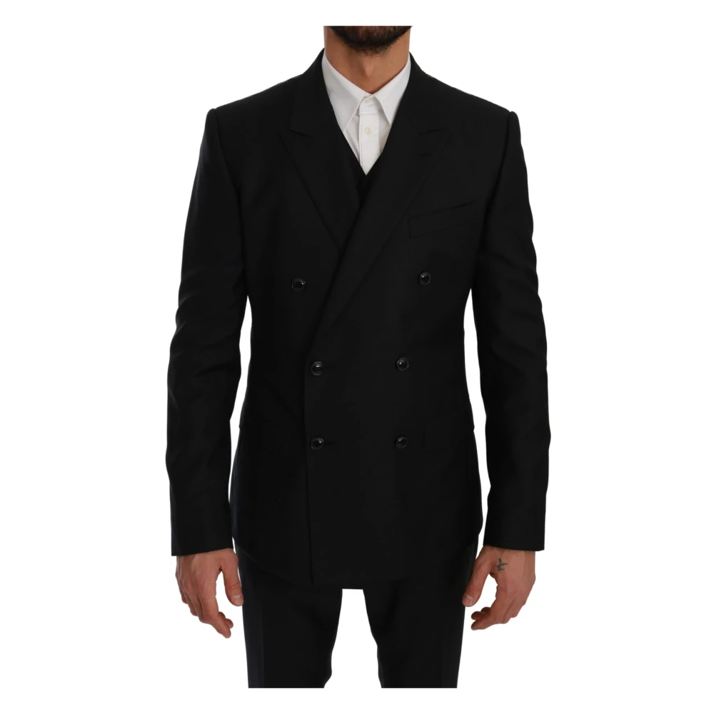 Dolce & Gabbana Blue Double Breasted 3 -delige Martini Suit Blue Heren