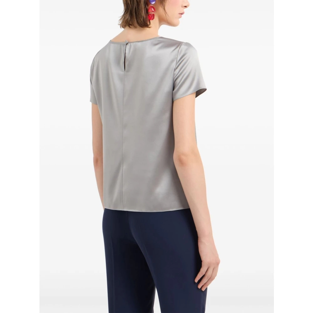 Emporio Armani Grijze Zijde Blend Satijnen Top Gray Dames