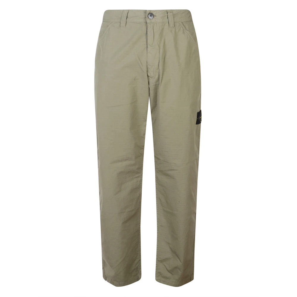 Stone Island Men's Green Straight Trousers, W32, Cotton Trousers With Logo
