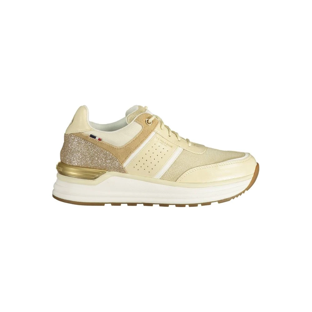 U.s. Polo Assn. Women's Beige Sneakers, 6 Uk, Eco Suede Trainers