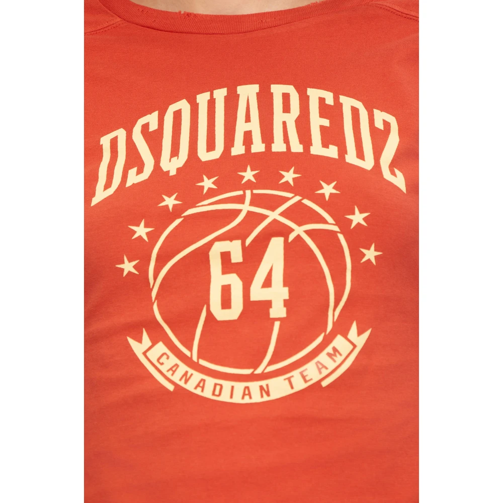 Dsquared2 T-shirt met logo Orange Dames