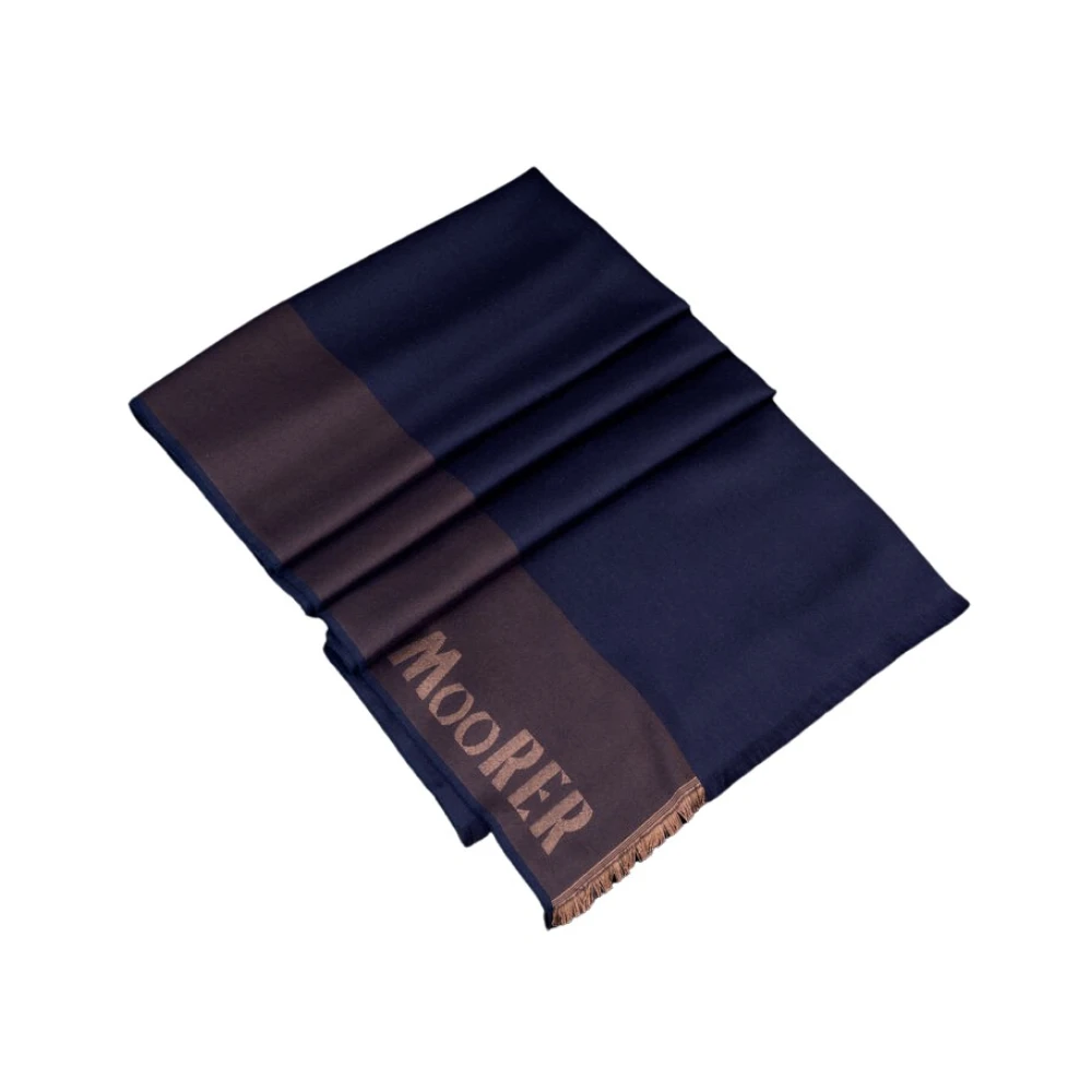 Moorer Men's Blue Winter Scarves, One Size, Luxurious Cashmere Silk Cotton Scarf