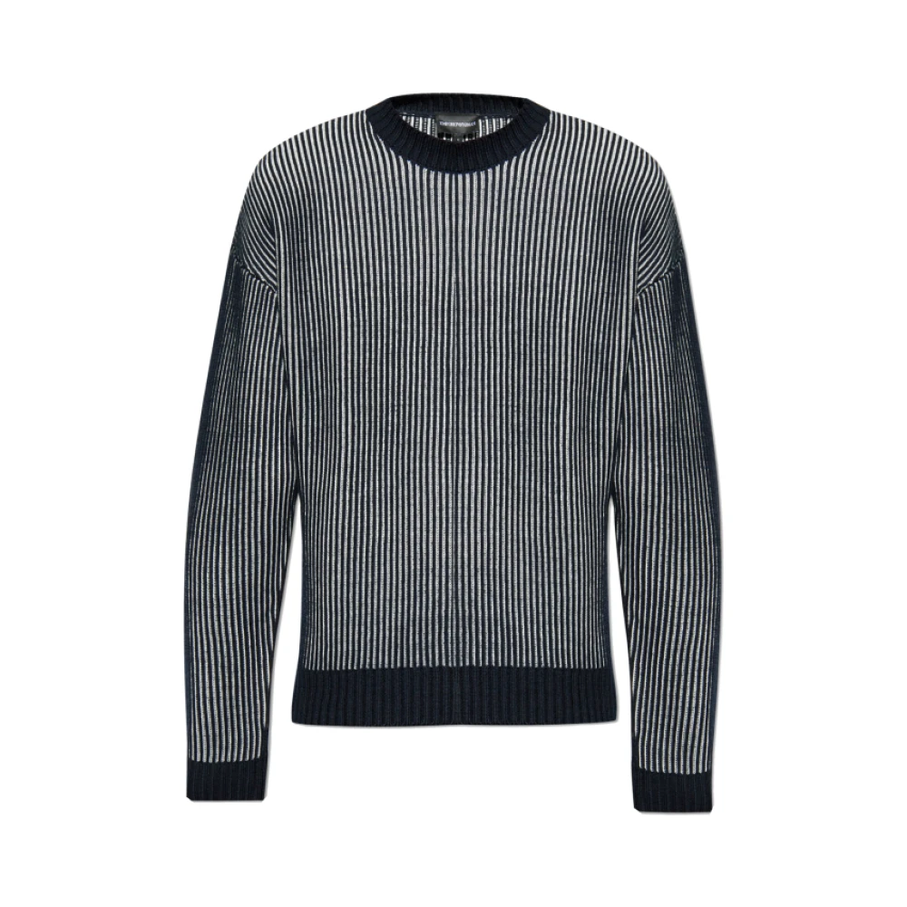 Emporio Armani Blauwe Trui met Gezellige Textuur Multicolor Heren