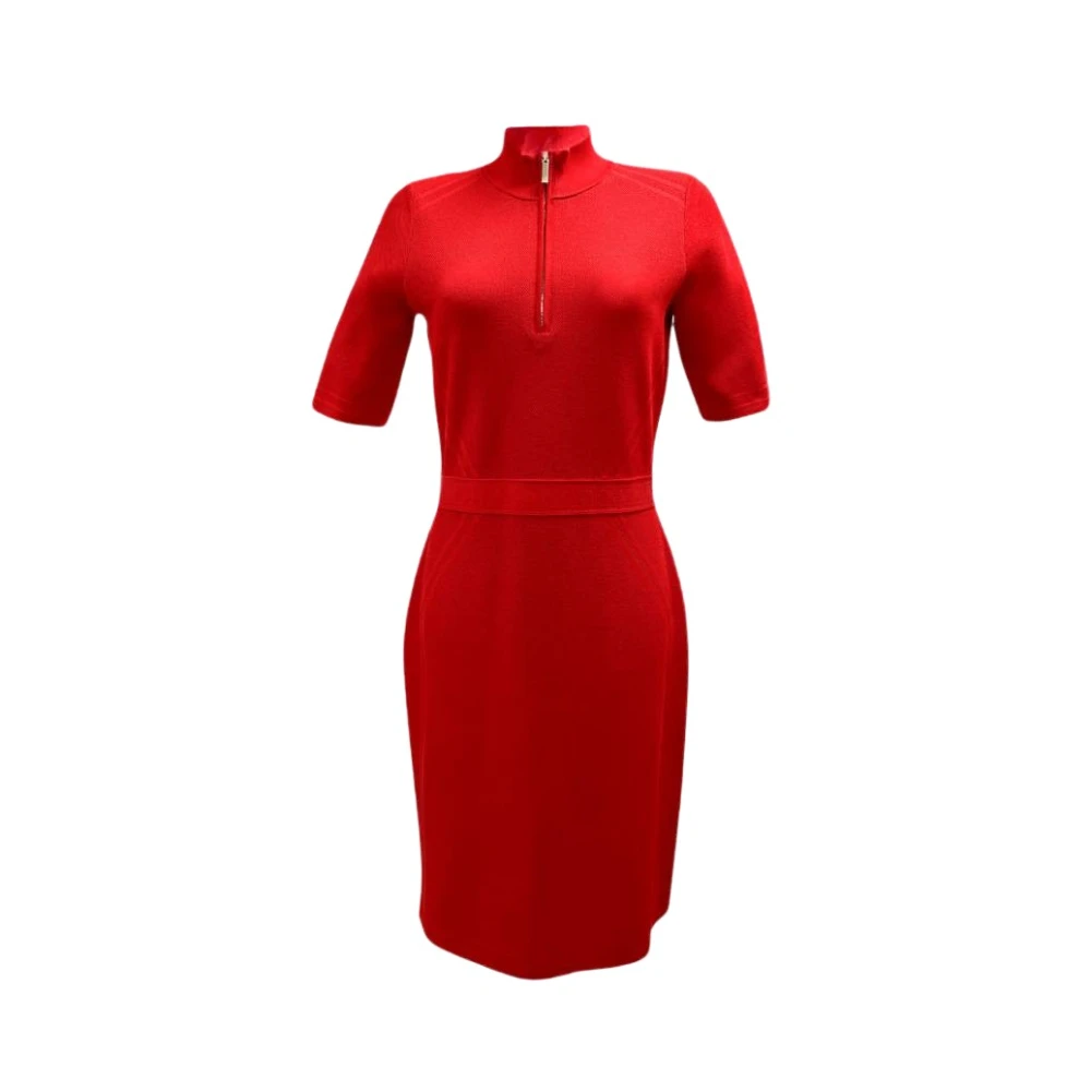 Carolina Herrera Rode Neopreen Stijl Midi Jurk Red Dames