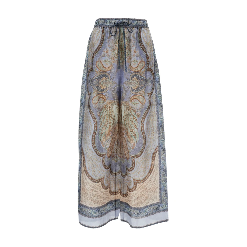 Zimmermann Women's Multicolor Wide Trousers, L, Wanderlust Relaxed Pant