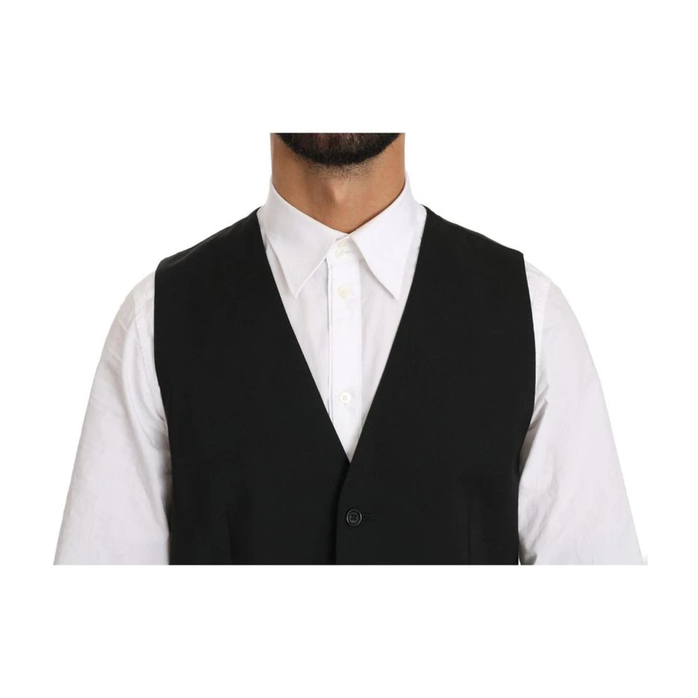 Dolce & Gabbana Klassiek Zwart Wol Formeel Jurk Vest Black Heren