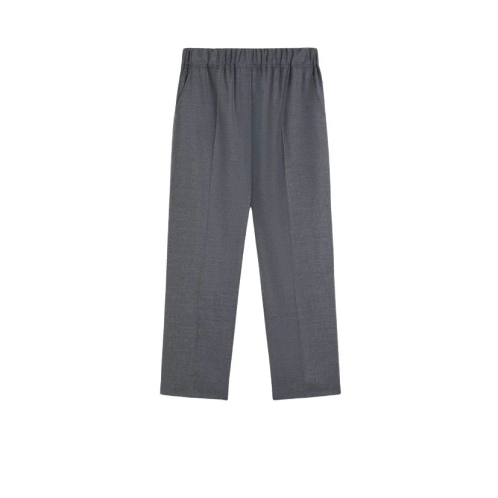 Max Mara Weekend Grijze Wollen Flanellen Plooi Broek Gray Dames