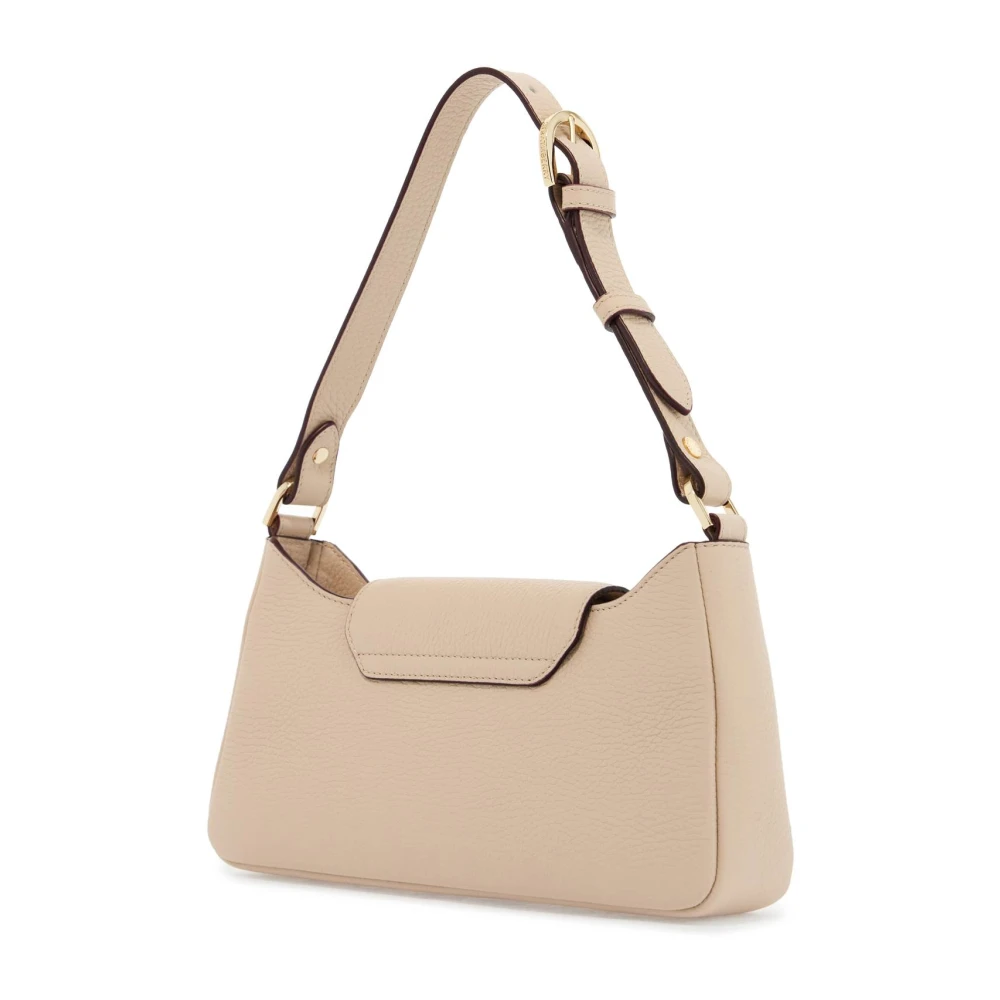 Strathberry Beige Kalfsleren Schoudertas met Verstelbare Band Beige Dames