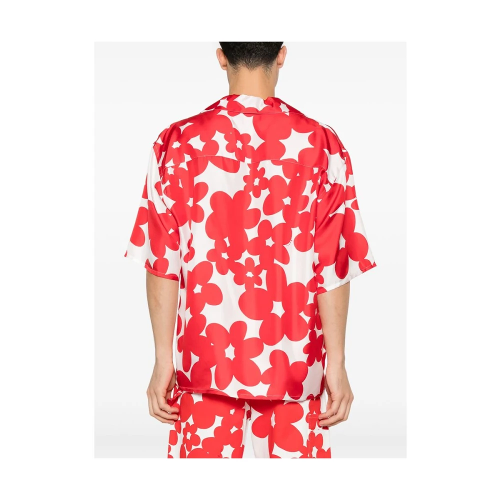 Marni Bloemenprint Zijden Camp Kraag Shirt Red Heren