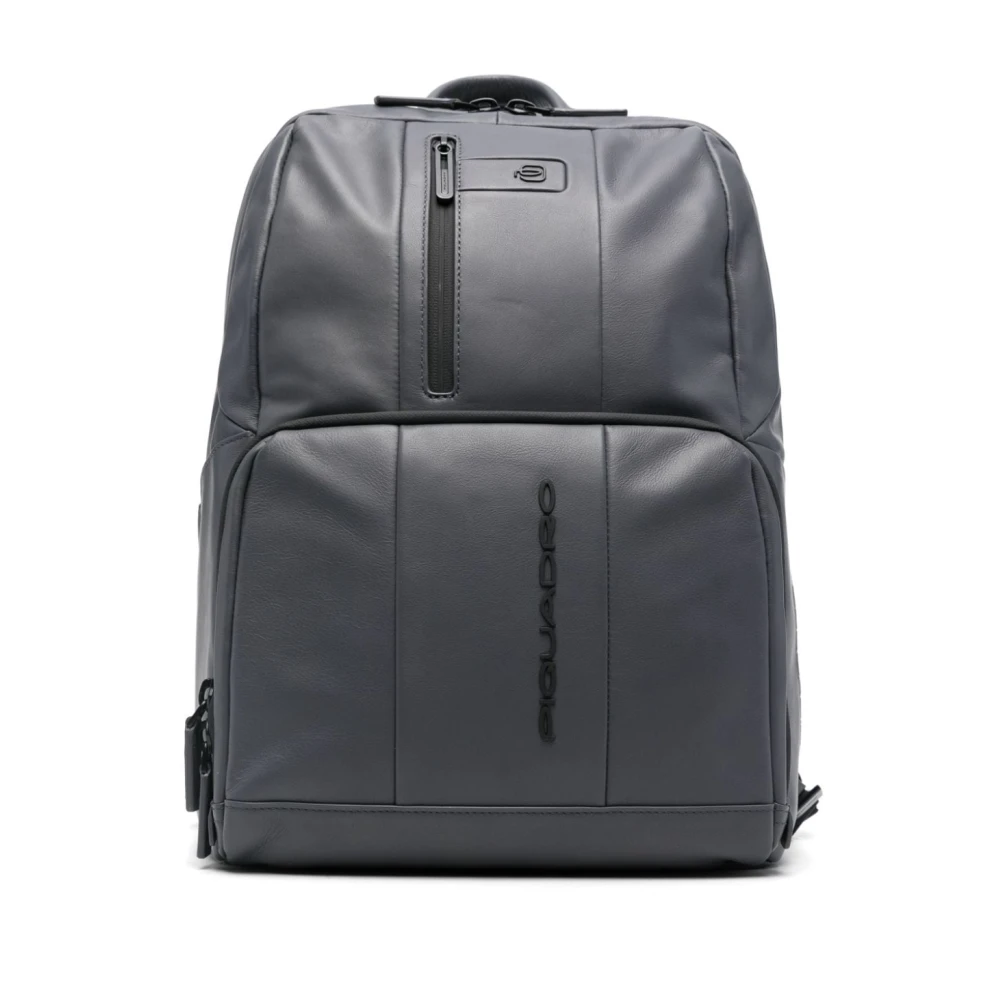 Piquadro Stijlvolle leren tas met metalen afwerking Gray Unisex
