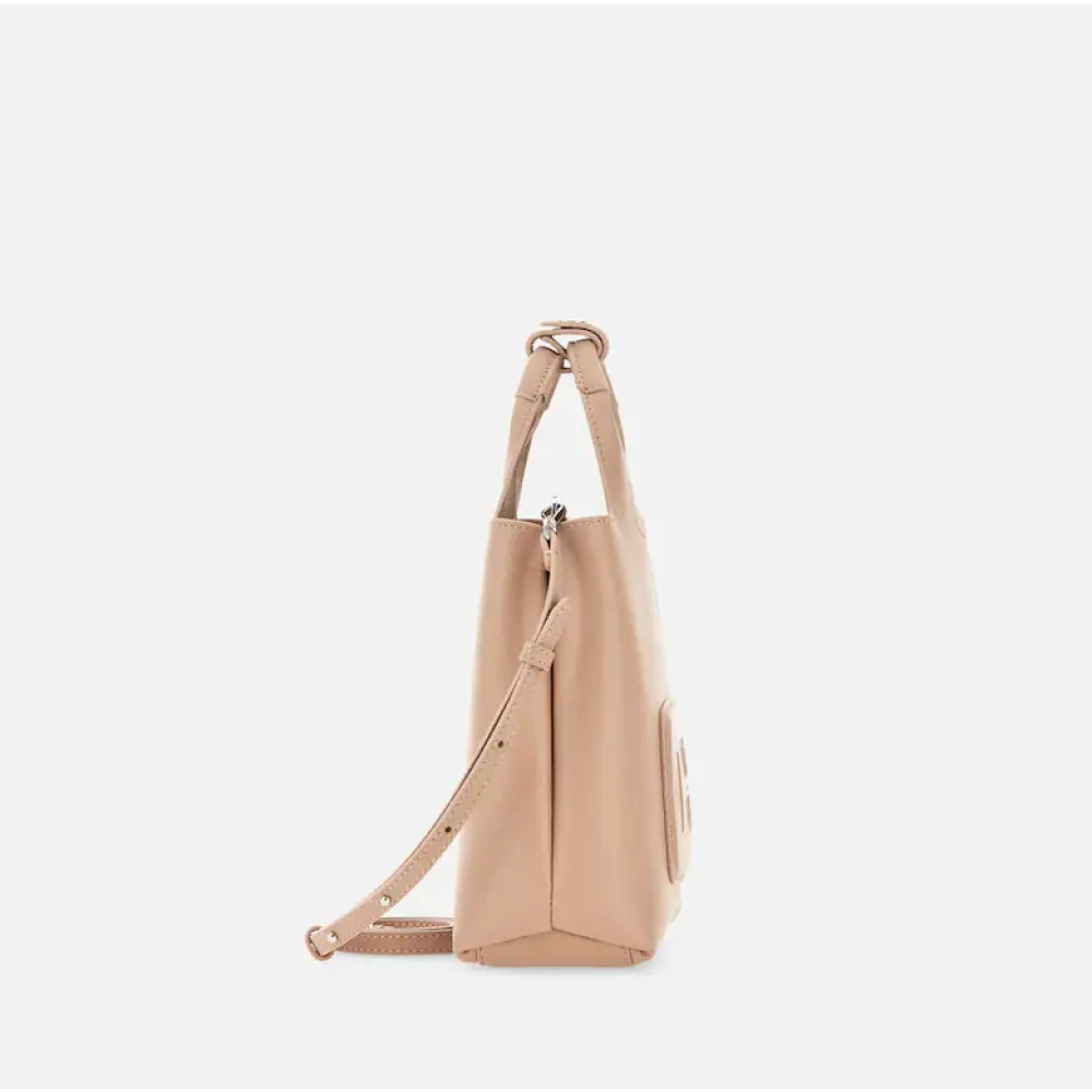 Hogan Gestructureerde Leren Mini Shopper Beige Dames