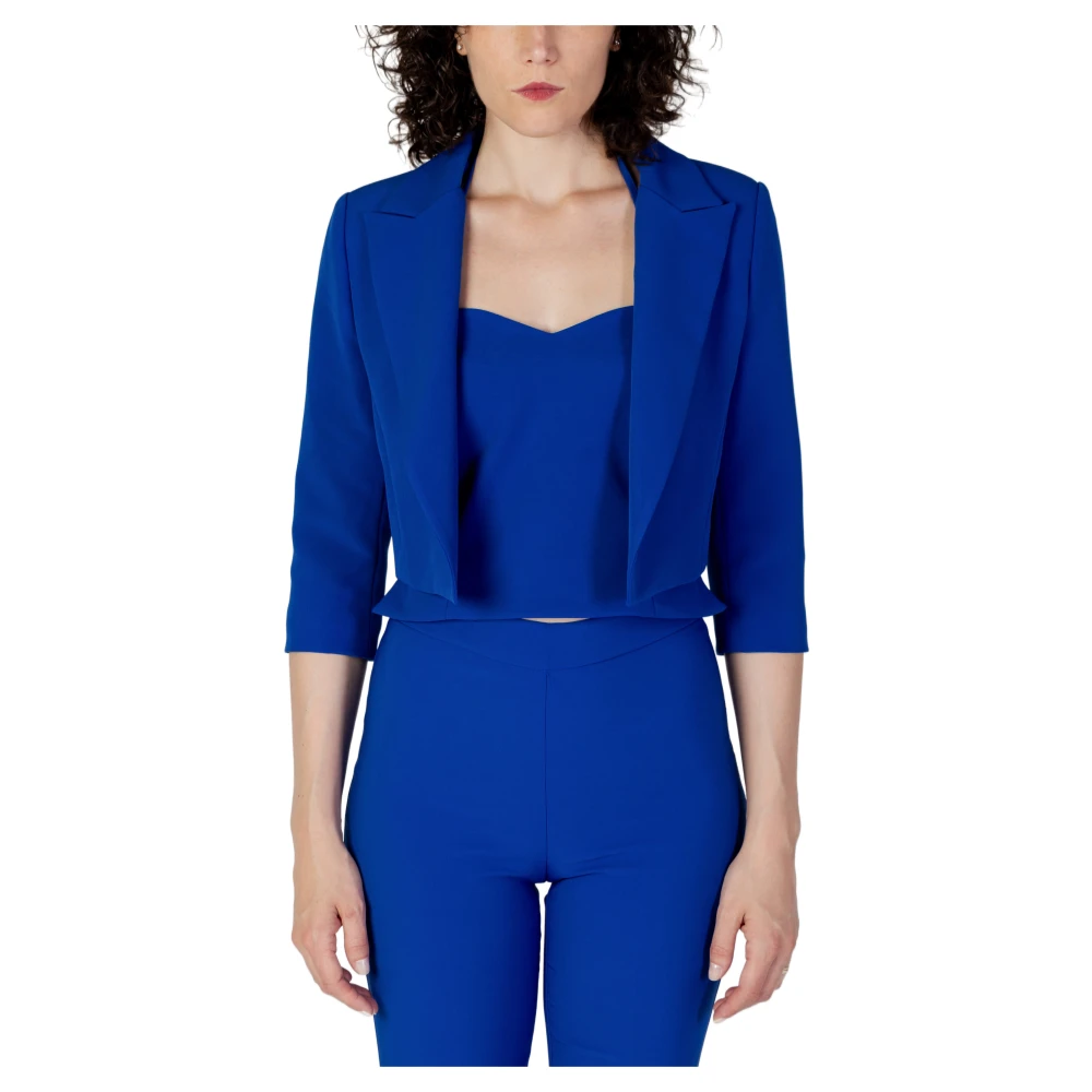 RINASCIMENTO Blauwe Lange Mouw Revers Blazer Blue Dames