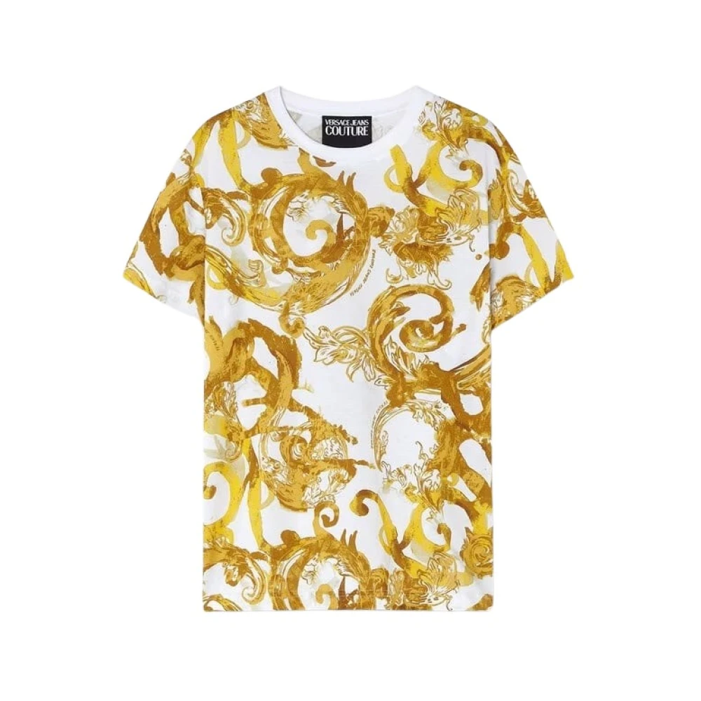 Versace Jeans Couture Waterverf Wit T-shirt Multicolor Heren