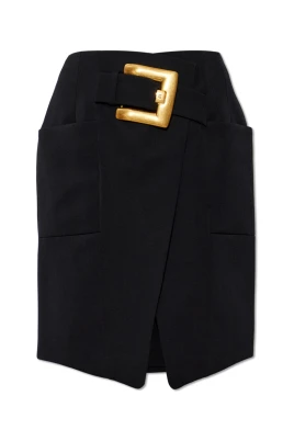 Belted grain de poudre skirt