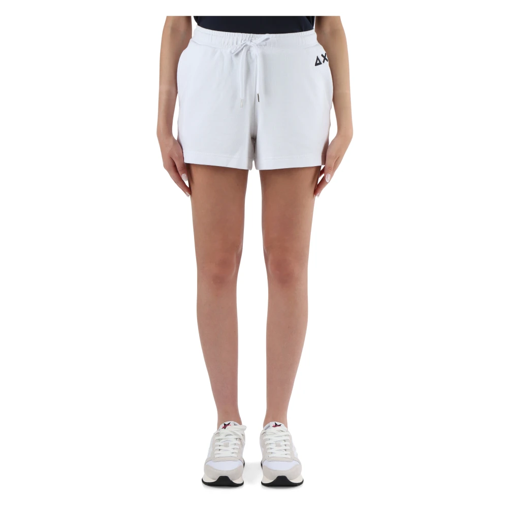 Sun68 Katoenen Sportieve Shorts met Elastische Taille White Dames