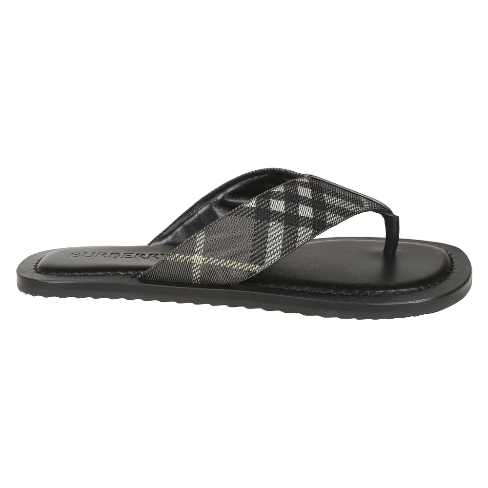 Burberry Men's Green Flip Flops, 6 1/2 Uk, Check Pavilion Sandals