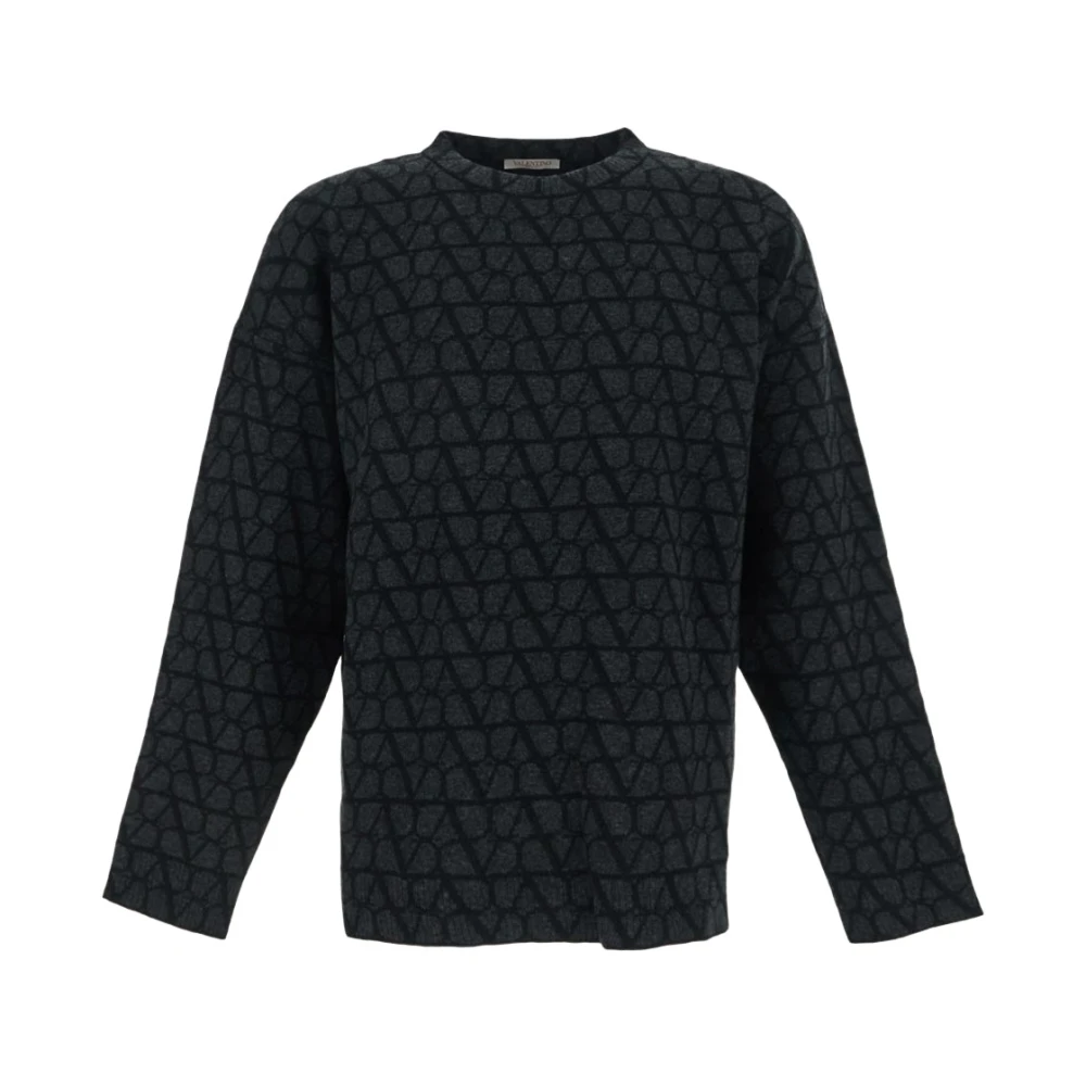 Valentino Iconographe Logo Pullover Sweater Black Heren