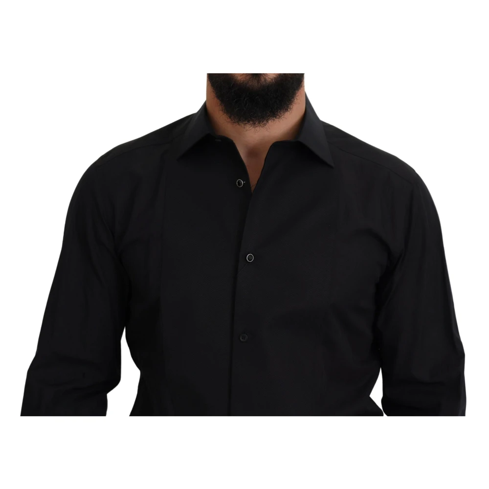 Dolce & Gabbana Elegant Zwart Formeel Overhemd Black Heren