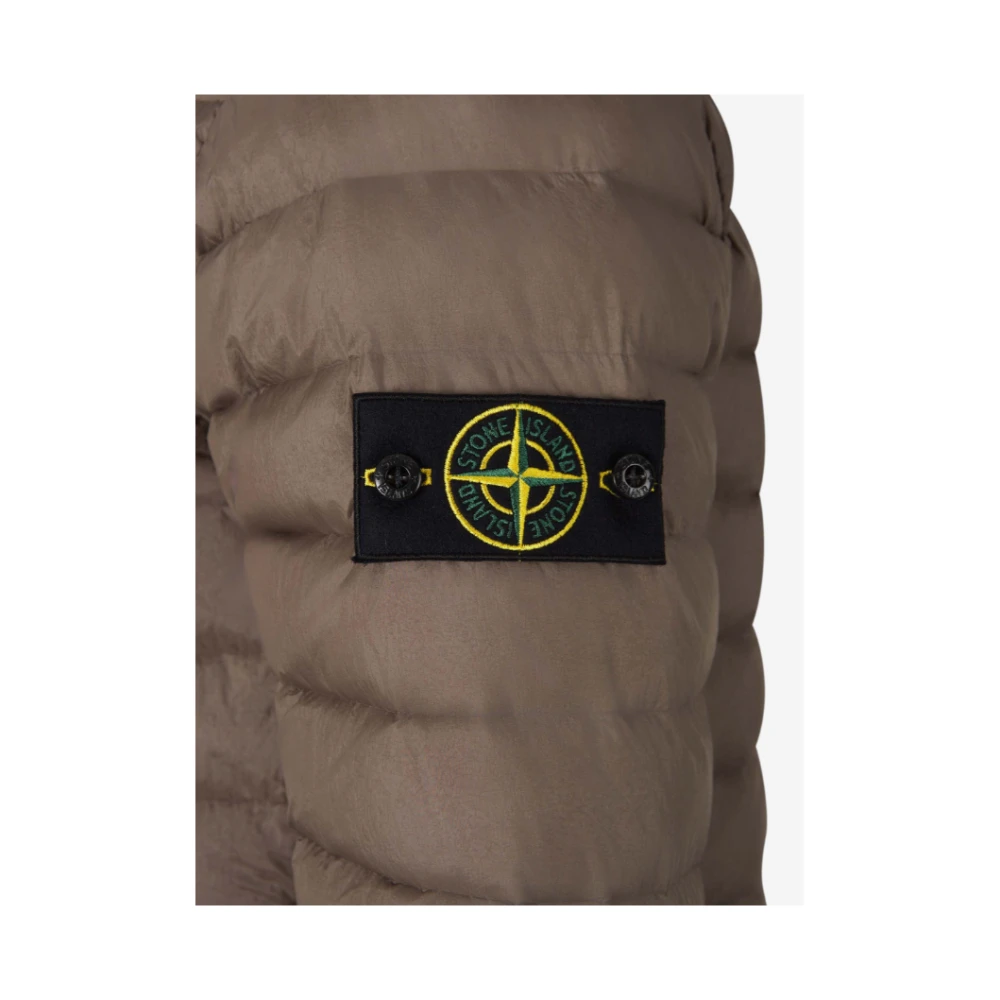 Stone Island Lichtbruine donsjas Geweven Kamers Brown Heren