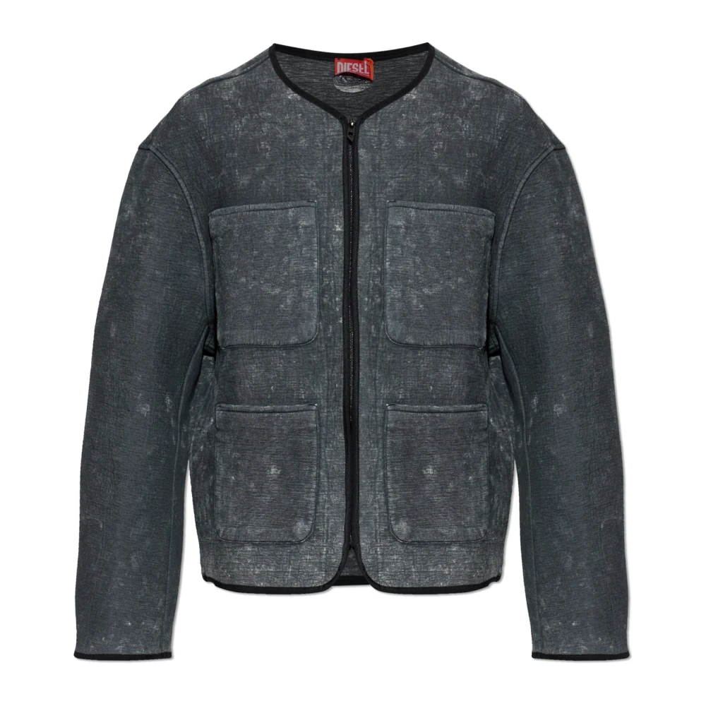 Diesel Kvinno Grå Jackor Dam, Xs, Bomull, G-Tes Jacket