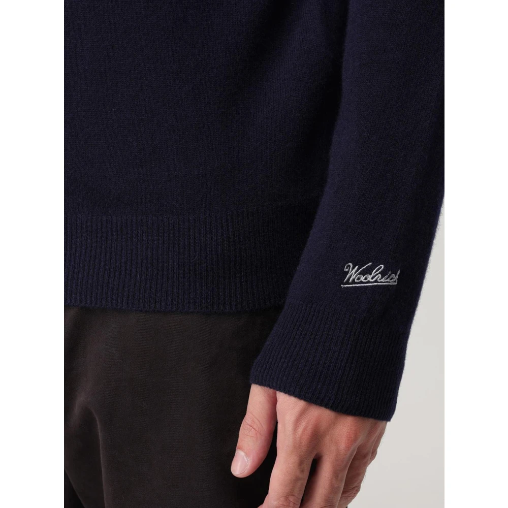 Woolrich Klassieke Crewneck Lamswol Trui Blue Heren