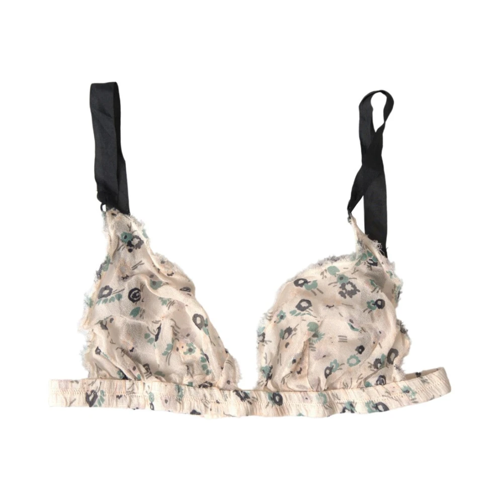 Costume National Women's Beige Elegant Floral Print Bra - Bras - Xs - Underwear