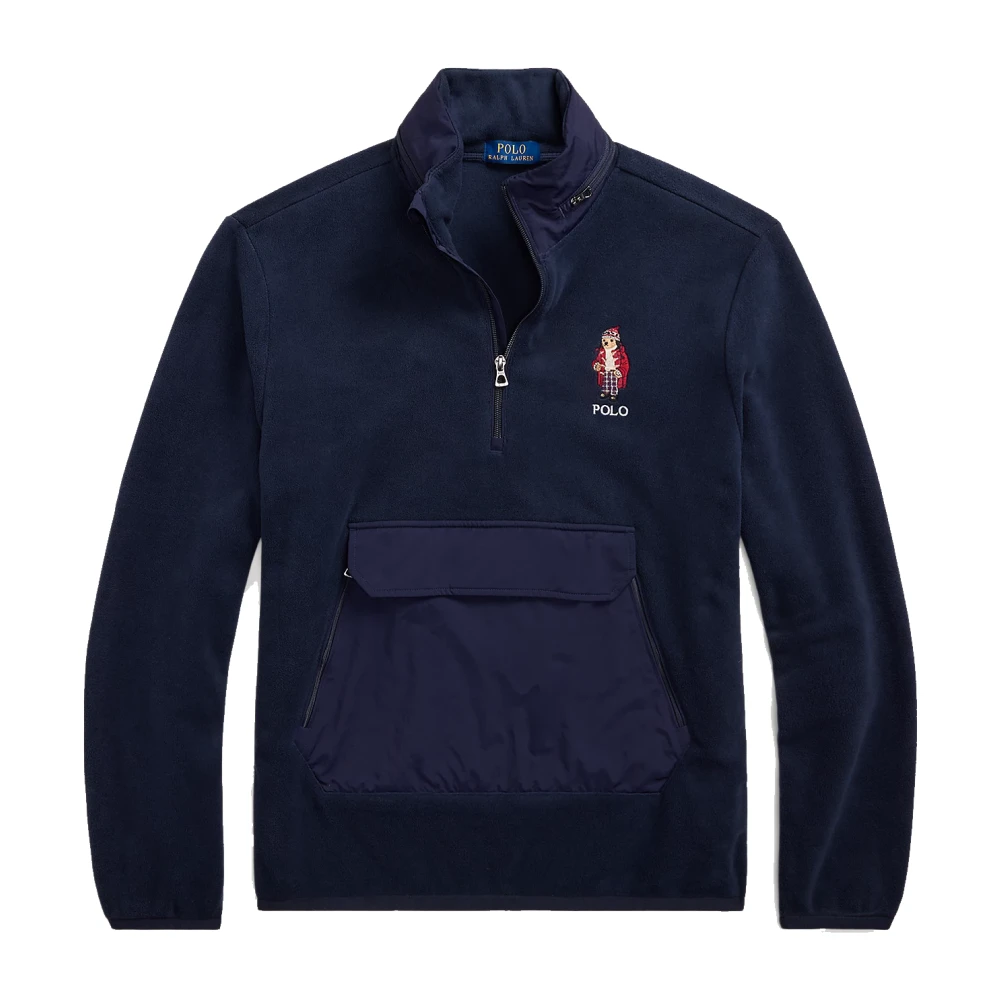 Polo Ralph Lauren Hybride Fleece Hoodie met Polo Bear Blue Heren