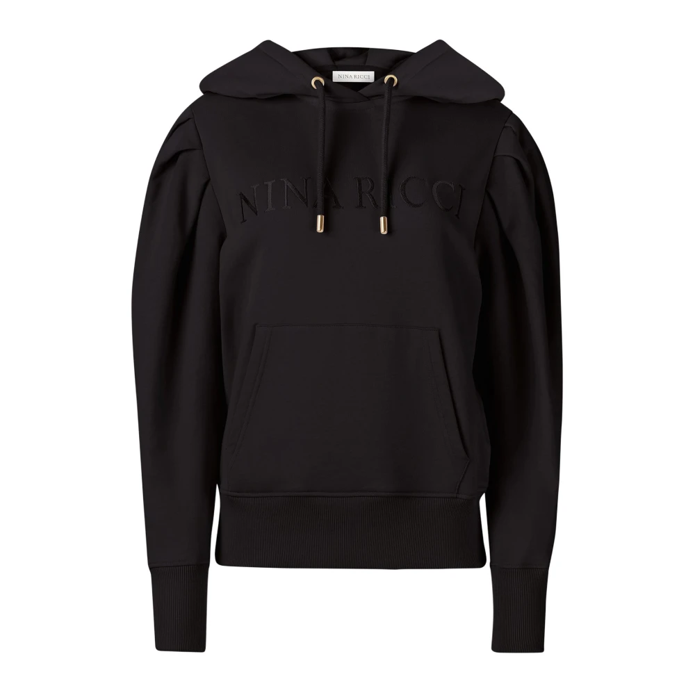 Nina Ricci Zwarte Hoodie met Geplooide Mouwen Black Dames