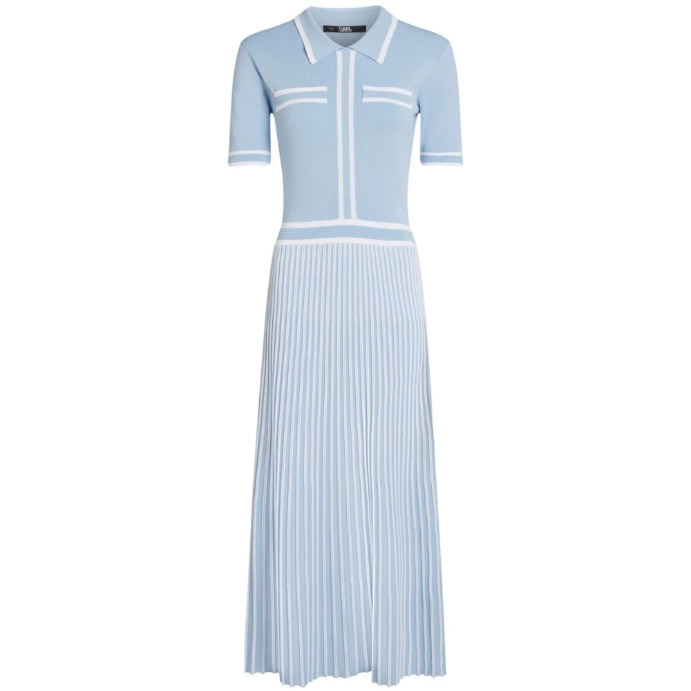 Karl Lagerfeld Blauw EN WIT Gebreide Jurk Blue Dames