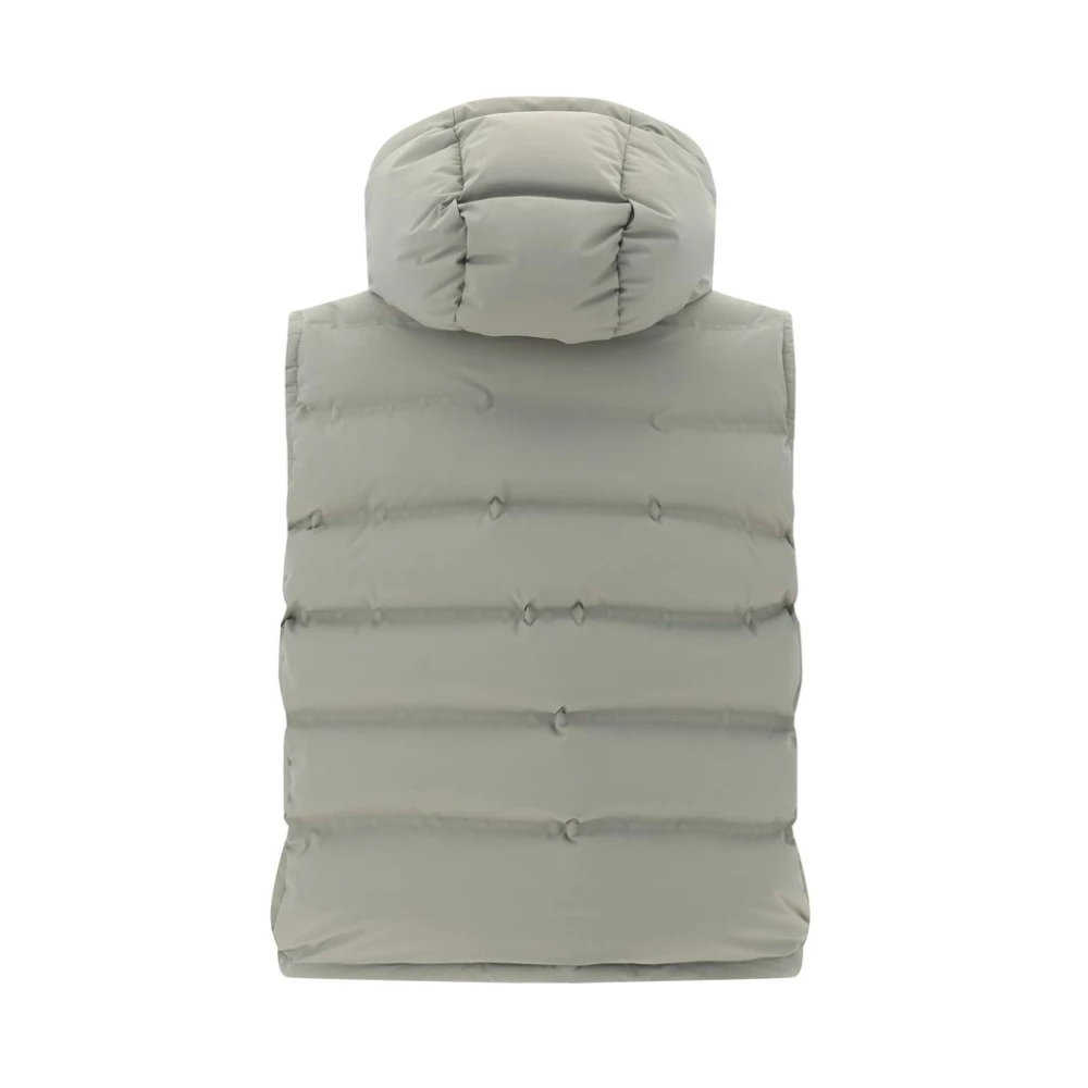 BRUNELLO CUCINELLI Gewatteerd vest met capuchon Green Heren